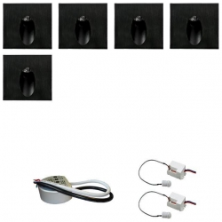 Zest 5 x oprawa schodowa STEPI czarna ciepła +zasilacz 20W 12V DC+ 2 czujniki 12V DC