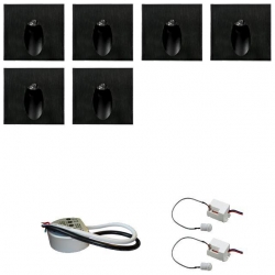 Zestaw 6 x oprawa schodowa STEPI czarna ciepła + zasilacz LED 12V DC+ 2 czujniki ruchu 230V