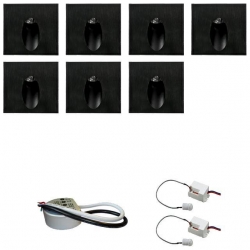 Zestaw 7 x oprawa schodowa STEPI czarna ciepła + zasilacz LED 12V DC+ 2 czujniki ruchu 230V