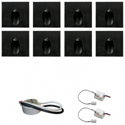 Zestaw 8 x oprawa schodowa STEPI czarna ciepła + zasilacz LED 12V DC+ 2 czujniki ruchu 230V