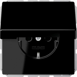 JUNG LS990 Gniazdo SCHUKO IP44 z klapką czarny