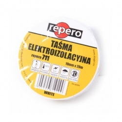 Repero taśma izolacyjna biała19mmx20m samogasnąca temperatura, +85 st C, napięcie 8kV, wodoodporna