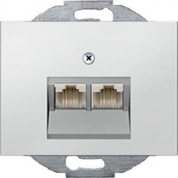 HAGER POLO Berker K.5 Gniazdo telefon. podw. aluminium 534539+14097003