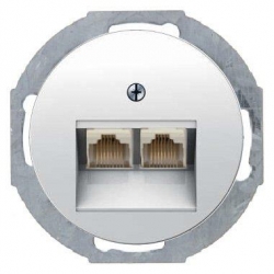 HAGER POLO Berker R.1/R.3 gniazdo telefoniczne podw. biały 534539+14092089