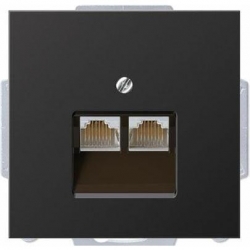 JUNG LS990 gniazdo RJ45 komputerowe podwójne kat. 6 aluminium ciemne