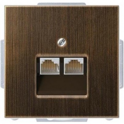 JUNG LS990 gniazdo RJ45 komputerowe podwójne kat. 6 mosiądz antyczny