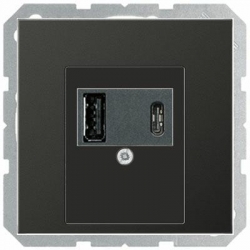 JUNG LS990 gniazdo USB ładowarka 1 gniazdo typ A i 1 gniazdo typ C antracyt