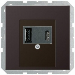 JUNG LS990 gniazdo USB ładowarka 1 gniazdo typ A i 1 gniazdo typ C ciemne aluminium