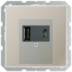 JUNG LS990 gniazdo USB ładowarka 1 gniazdo typ A i 1 gniazdo typ C stal