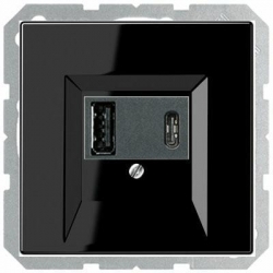 JUNG LS990 gniazdo USB ładowarka 1 gniazdo typ A i 1 gniazdo typ C czarny