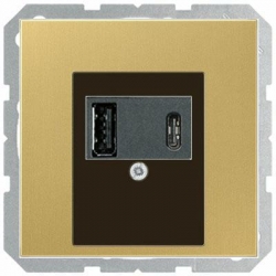JUNG LS990 gniazdo USB ładowarka 1 gniazdo typ A i 1 gniazdo typ C mosiądz klasyczny