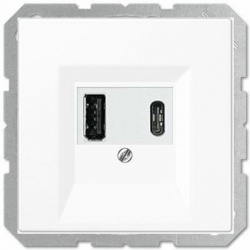 JUNG LS990 gniazdo USB ładowarka 1 gniazdo typ A i 1 gniazdo typ C biały