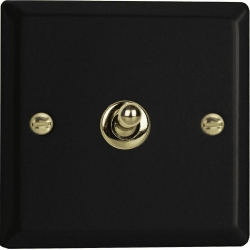 Govena Prestige Glamour Style łącznik uniwersalny schodowy kolor czarny mat złoty uchylny dźwigniowy 10A 230V 91x91mm