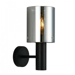 ITALUX SARDO Lampa kinket 1 x E27 czarna klosz dymiony
