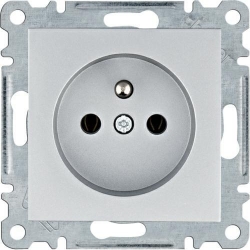 HAGER POLO LUMINA2 Gniazdo pojedyncze z/u 16A srebrne WL1022