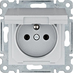 HAGER POLO LUMINA2 Gniazdo pojedyncze z/u 16A z klapką IP44 srebrne WL1122