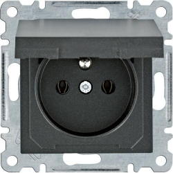 HAGER POLO LUMINA2 Gniazdo pojedyncze z/u 16A z klapką IP44 czarne WL1123