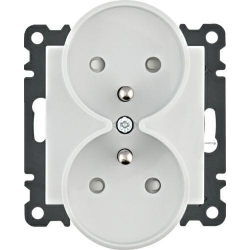HAGER POLO LUMINA2 Gniazdo podwójne z/u z przesłoną styków 16A/250VAC białe WL1340