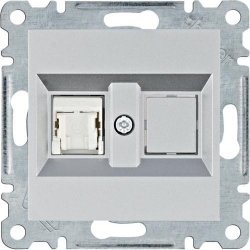 HAGER POLO LUMINA2 Gniazdo komputerowe pojedyncze RJ45 Cat.5e UTP srebrne WL2112