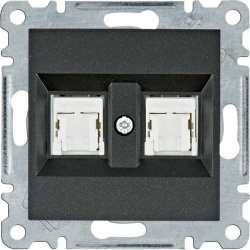 HAGER POLO LUMINA2 Gniazdo komputerowe podwójne RJ45 Cat.5e UTP czarne WL2123