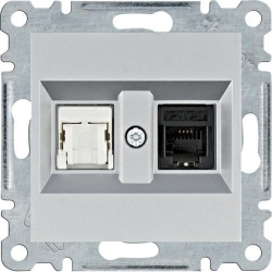 HAGER POLO LUMINA2 Gniazdo teleinformatyczne RJ11/12 + RJ45 srebrne WL2212