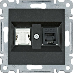HAGER POLO LUMINA2 Gniazdo teleinformatyczne RJ11/12 + RJ45 czarne W2213