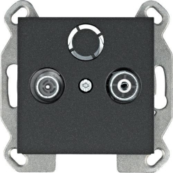 HAGER POLO LUMINA2 Gniazdo antenowe RTV przelotowe czarne WL3023