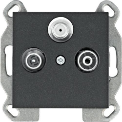 HAGER POLO LUMINA2 Gniazdo antenowe RTV-SAT przelotowe czarne WL3123
