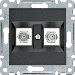 HAGER POLO LUMINA2 Gniazdo antenowe podwójne typu F czarne WL3263