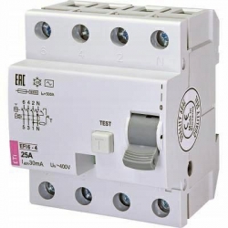 ETI-POLAM Wyłącznik różnicowoprądowy 4P 25A 0,03A typ AC EFI6-P4 AC 25A 30mA 002061651