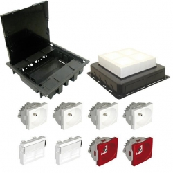 EFAPEL FLOOR BOX puszka podłogowa do podłóg wylewanych 4x gniazdo 230V z/u + 2x gniazdo DATA z/u + 4x gniazdo RJ45 kat. 6 UTP nieekranowane