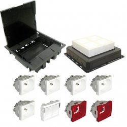 EFAPEL FLOOR BOX puszka podłogowa do podłóg wylewanych 5x gniazdo 230V z/u + 2x gniazdo DATA z/u + 2x gniazdo RJ45 kat. 6 UTP nieekranowane