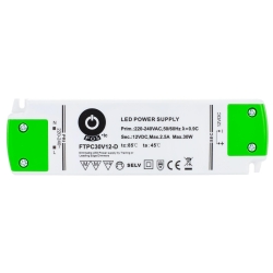 Zasilacz LED FTPC30V12-D 30W 12V DC 2,5A meblowy TRIAC dimmable / ściemnialny