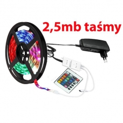 taśma 30led RGB 2,5m +zasilacz+kontroler