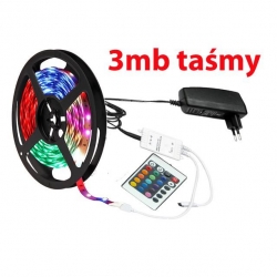 taśma 30led RGB 3m+zasilacz+kontroler