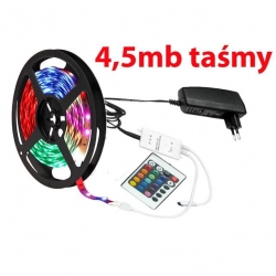 taśma 30led RGB 4,5m +zasilacz+kontroler